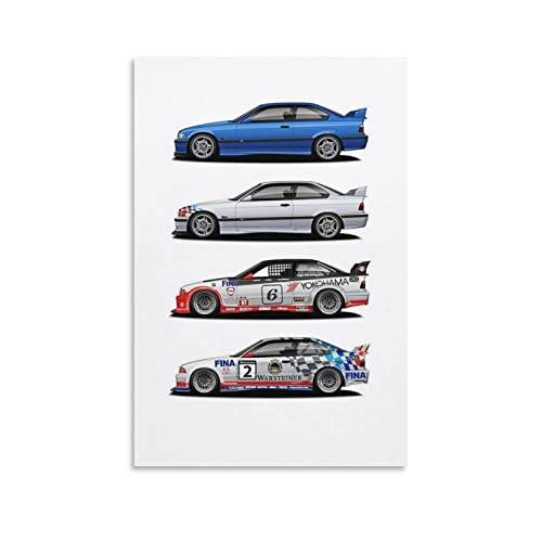 ASDSA Auto-Poster BMW E36 Street Racing Leinwand-Kunst-Poster und Wandkunst-Druck, modernes Familien-Schlafzimmer-Deko-Poster, 40 x 60 cm von ASDSA