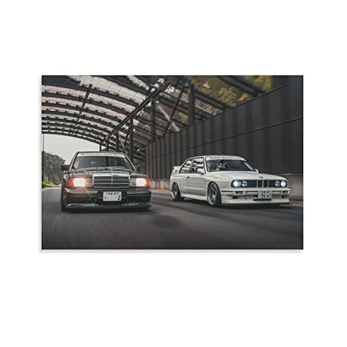 ASDSA Auto-Poster Mercedes 190E-16 oder BMW E30 M3 Poster, dekoratives Gemälde, Leinwand, Wandkunst, Wohnzimmer, Poster, Schlafzimmer, 40 x 60 cm von ASDSA