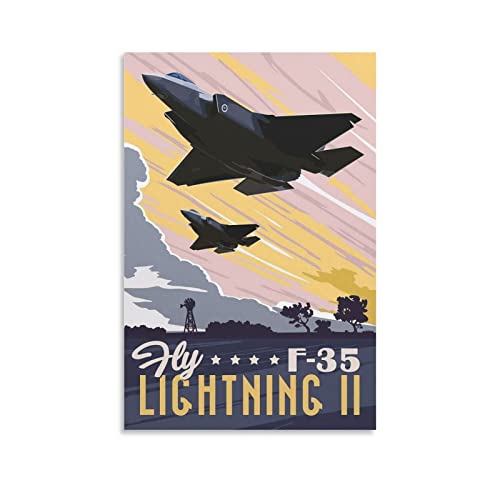 ASDSA F-35 Lightning Military Fighter Poster Leinwand Kunst Poster und Wandkunst Bild Druck Moderne Familie Schlafzimmer Dekor Poster 40 x 60 cm von ASDSA