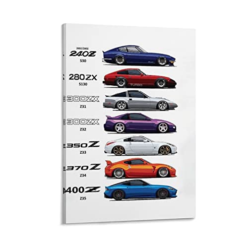 ASDSA JDM-Auto-Poster Nissan Fairlady-z 350z vs 370z vs 400z Poster Dekorative Malerei Leinwand Wandkunst Wohnzimmer Poster Schlafzimmer Gemälde 20 x 30 cm von ASDSA