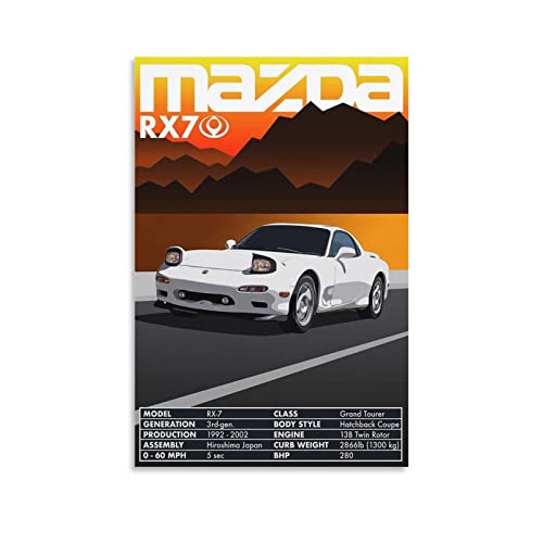 ASDSA Jdm Auto-Poster Mazda Rx-7, Leinwand-Kunstposter und Wandkunstdruck, modernes Familienschlafzimmer-Dekor-Poster, 40 x 60 cm von ASDSA