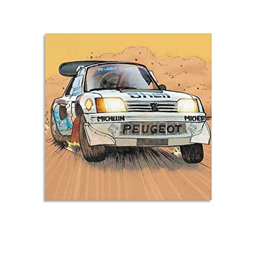 Auto-Poster, Wrc, Rallye-Poster, dekoratives Gemälde, Leinwand, Wandkunst, Wohnzimmer, Schlafzimmer, Gemälde, 70 x 70 cm von ASDSA