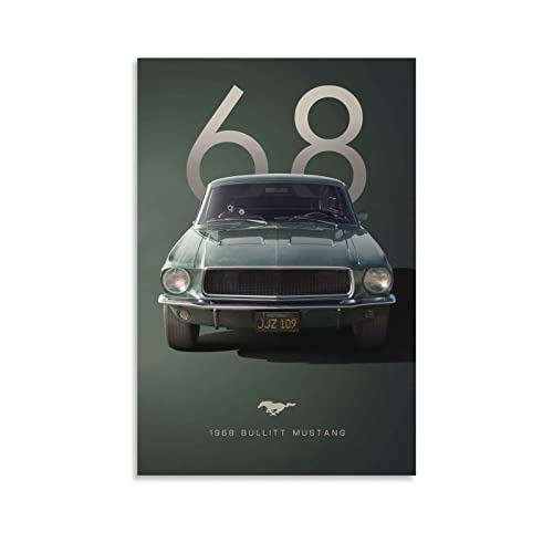 Auto-Poster 1968, Bullitt Mustang, Leinwand-Kunstposter und Wandkunst, Bild, modernes Familien-Schlafzimmer, Dekor-Poster, 60 x 90 cm von ASDSA