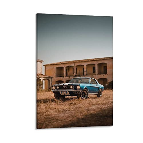 Poster mit antikem Auto, 1968, Ford Mustang, dekoratives Gemälde, Leinwand, Wandkunst, Wohnzimmer, Poster, Schlafzimmer, Gemälde, 40 x 60 cm von ASDSA