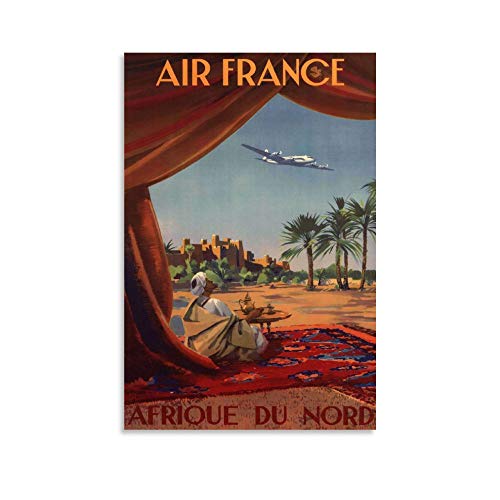 ASDWS Air France Afrique Du Nord Leinwand-Kunst-Poster und Wandkunst, Retro-Reise-Bild, moderner Familiendruck, Aufkleber, Retro-Poster, 50 x 75 cm von ASDWS