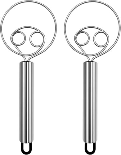Teigbesen aus Edelstahl zum Backen, Handmixer für Brot, Pizza, Gebäck, ergonomisches Design für einfaches Kneten und Mischen, 2 Stück Teigbesen aus Edelstahl zum Backen, Handmixer für Brot, Pizza, Gebäck, ergonomisches Design für einfaches Kneten und Mischen, 2 Stück von ASEANAO