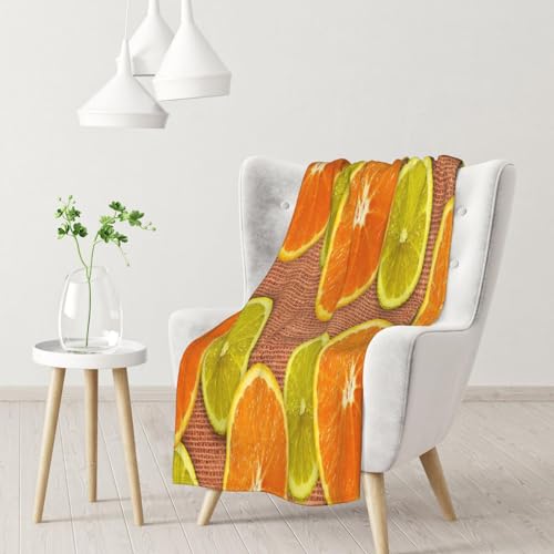 ASEELO 102 x 76 cm Decke Zitronen und Orangen Fleecedecke Sofaüberwurf für Bett und Couch Reisen von ASEELO