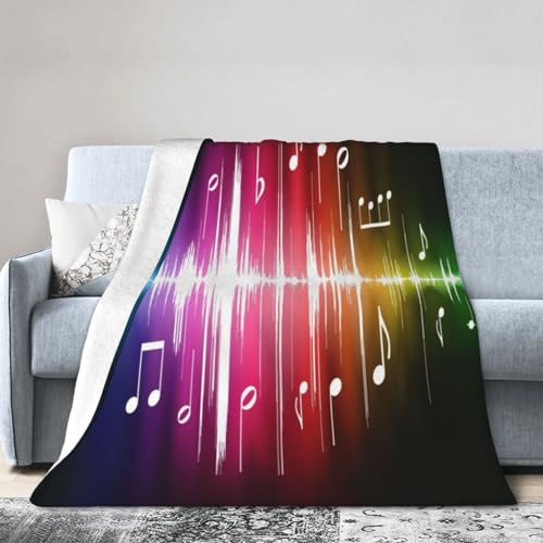ASEELO 125 x 100 cm Decke Musiknote Fleecedecke Sofaüberwurf für Bett und Couch Reisen von ASEELO