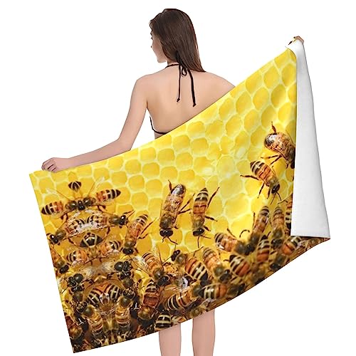 ASEELO 130x80 cm Badetuch Honig Bienen stark saugfähig Strandtuch Badetuch Handtücher Bodywrap von ASEELO
