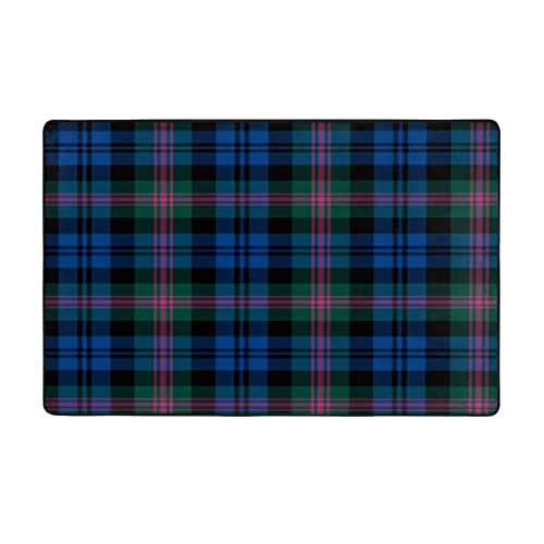 ASEELO 150 x 100 cm Fußmatte, Blau und Grün, schottischer Tartan-Eingangsteppich, Schmutzfang, für drinnen und draußen, rutschfest, Teppich, Barrierematte von ASEELO