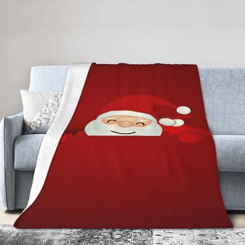 ASEELO 150 x 125 cm Decke, niedlicher Weihnachtsmann, Fleecedecke, Sofaüberwurf für Bett und Couch, Reisen von ASEELO