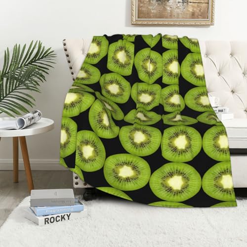 ASEELO 152 x 102 cm Decke Kiwi Slice Fleece Decke Sofa Überwurf für Bett und Couch Reisen von ASEELO
