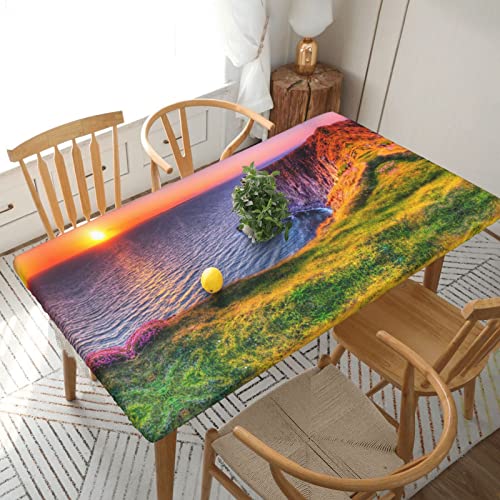 ASEELO 152 x 76 cm Tischdecke Irland Sonnenuntergang Meereslandschaft Druck Dekorative Tischdecke Abwischbare Tischdecke für Esstisch und Indoor Outdoor von ASEELO