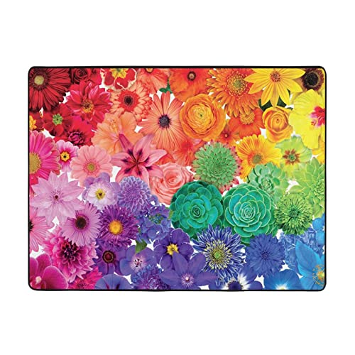 ASEELO 160 x 120 cm Fußmatte Regenbogen Blumen Eingangsteppich Schmutzfänger für drinnen und draußen rutschfest Teppich Barrierematte von ASEELO