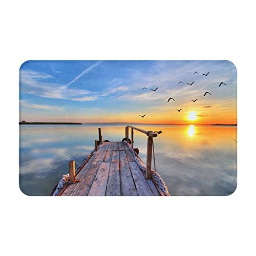 ASEELO 80 x 49 cm Fußmatte See unter Sonnenuntergang Eingangsteppich Schmutzfänger für drinnen und draußen rutschfest Teppich Barrierematte von ASEELO