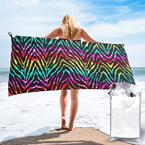 ASEELO Bunte Regenbogen-Zebra-Badetücher, schnell trocknend, Badetuch, Handtücher für Badezimmer, Strandtuch, Mikrofaser, Badetücher von ASEELO