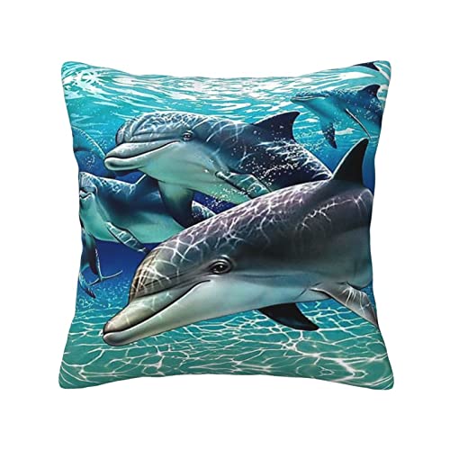 ASEELO Delfin-Kissen, 45,7 x 45,7 cm, für Wohnzimmer, Schlafzimmer, Sofa, Couch, Outdoor-Kissenbezüge von ASEELO