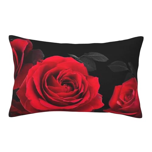 ASEELO Kissenbezüge 60 x 40 cm, rote Rose, doppelseitiger Druck, Kissenbezüge mit unsichtbarem Reißverschluss, dekorativer Couch-Kissenbezug von ASEELO