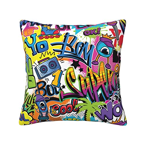 ASEELO Kissenbezug mit buntem Graffiti-Muster, 45,7 x 45,7 cm, für Wohnzimmer, Schlafzimmer, Sofa, Couch, Outdoor-Kissenbezüge von ASEELO