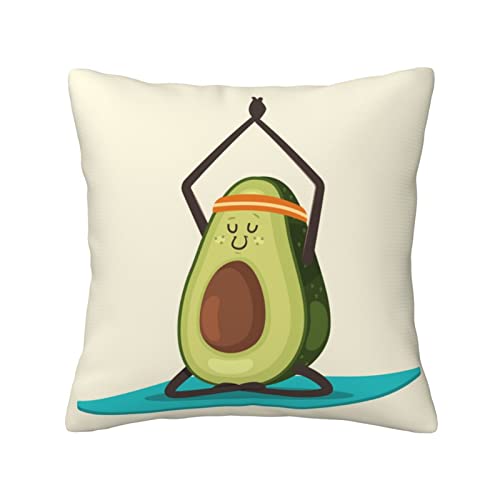 ASEELO Niedliches Yoga-Avocado-Kissen, 45,7 x 45,7 cm, für Wohnzimmer, Schlafzimmer, Sofa, Couch, Outdoor-Kissenbezüge von ASEELO