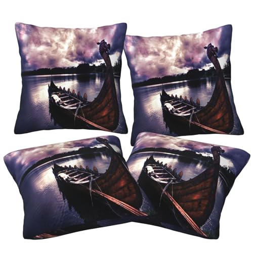 ASEELO Pillows 30x30cm Throw pillow covers Vikings Boat Double-sided printing Cushion Covers with Invisible Zipper Decorative Couch Pillow Case von ASEELO