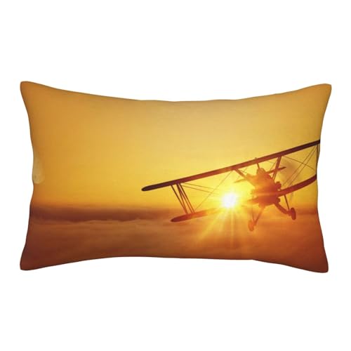 ASEELO Pillows 50x35cm Throw pillow covers Aircraft Plane at Sunset Double-sided printing Cushion Covers with Invisible Zipper Decorative Couch Pillow Case von ASEELO