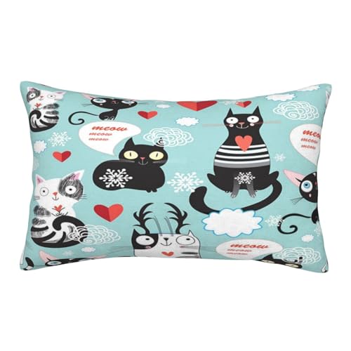 ASEELO Pillows 60x40cm Throw pillow covers Black and White Cats Double-sided printing Cushion Covers with Invisible Zipper Decorative Couch Pillow Case von ASEELO