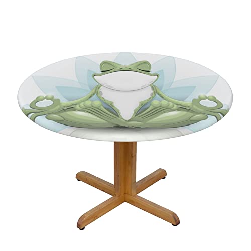 ASEELO Runde Tischdecke, lustige Yoga-Frosch-Druck, dekorative Tischdecke, abwischbare Tischdecke für Esstisch, Teetisch und drinnen und draußen von ASEELO