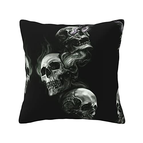 ASEELO Schwarz und Weiß Totenkopf-Kissen, 45,7 x 45,7 cm, für Wohnzimmer, Schlafzimmer, Sofa, Couch, Outdoor-Kissenbezüge von ASEELO