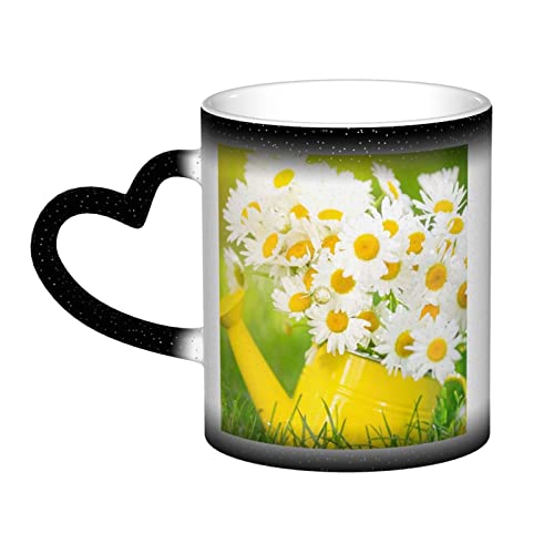 ASEELO Sommer Blumen Gänseblümchen Blume Farbwechsel Tasse Keramik Kaffeetasse Thermo Keramik Teetassen Geschenke für Familie und Freunde von ASEELO