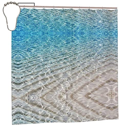 ASEELO Transparenter Meerwasser-Duschvorhang, 182,9 x 182,9 cm, wasserdichtes Design und Polyester, mit Haken, maschinenwaschbar von ASEELO