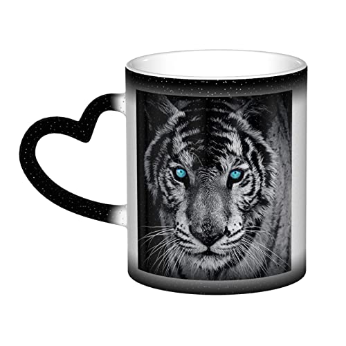 ASEELO Weißer Tiger, farbwechselnde Tassen, Keramik, Kaffeetasse, Thermo-Keramik, Teetassen, Geschenke für Familie und Freunde von ASEELO