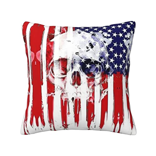Amerikanische Flagge, Totenkopf-Dekokissen, quadratisch, weich, für Couch, Schlafzimmer, Sofa, Wohnzimmer, Bett, Stuhl von ASEELO