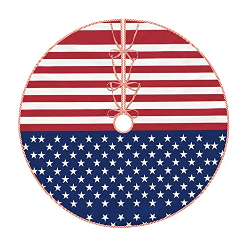 Amerikanische Flagge Sterne Streifen Druck Imitation Hanf Weihnachtsbaum Rock Matte Weihnachtsbaum Basis Abdeckung Dekoration Ornament für Festival Urlaub Zuhause Party (3 Größen) von ASEELO