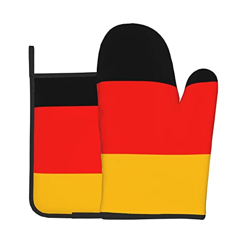 Deutschland Flagge Ofenhandschuhe und Topflappen 2er Set Ofenhandschuhe für Küche Backen Kochen Grillen von ASEELO