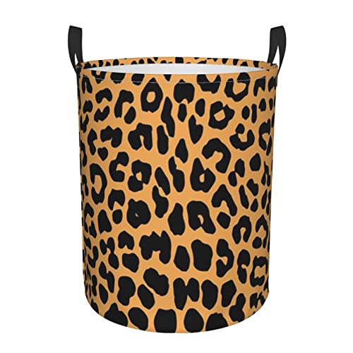 Faltbarer Wäschekorb mit Leopardenmuster, rund, freistehend, Wäschekorb, schmutziger Wäschekorb, Unordnung, Aufbewahrungstasche. von ASEELO