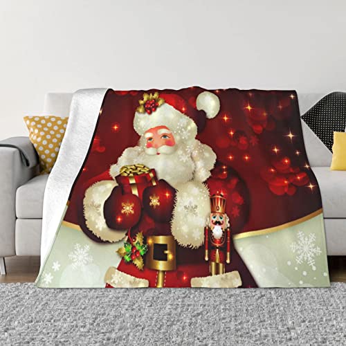 Frohe Weihnachten Santa Claus bedruckte ultraweiche Micro-Fleece-Decke, Überwurf für alle Jahreszeiten, Sofa, warme Überwurfdecke für Nickerchen, 101,6 x 76,2 cm von ASEELO