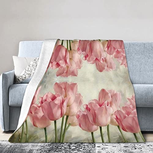 Rosa Tulpen ultraweiche Mikro-Decken für Couch, Bett, Strand, Camping oder Reisen (4 Größen) von ASEELO