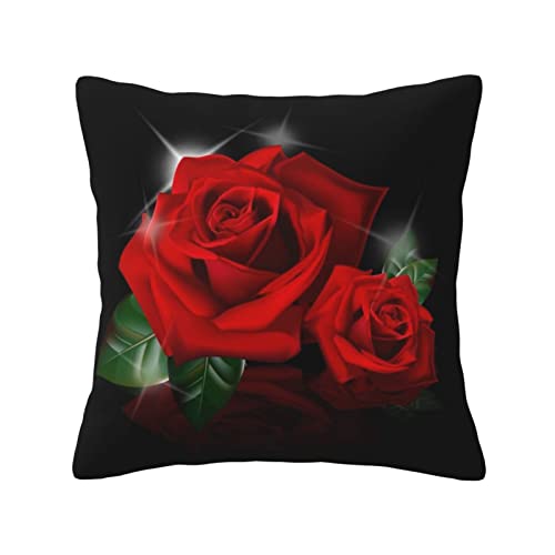 Rote Rosen-Kissen, quadratisch, weich, für Couch, Schlafzimmer, Sofa, Wohnzimmer, Bett, Stuhl, solide von ASEELO