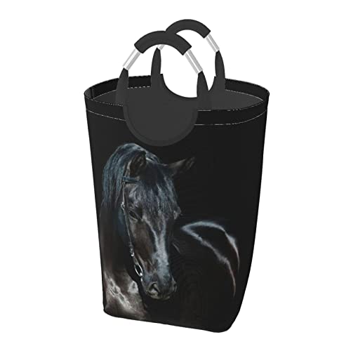 Schwarzes Pferde-Kleidungsstück, 50 l, Wäschekorb, Sortierkorb, Tasche, für Badezimmer, Schlafzimmer, Zuhause von ASEELO