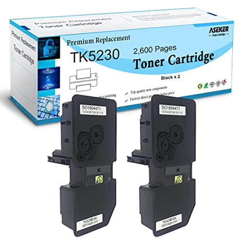 2 Schwarz Kompatibler Tonerkartusche TK5230 TK-5230 für Kyocera Ecosys M5521cdn M5521cdw P5021 P5021cdn P5021cdw Druckern, 2600 Seiten für TK5230K von ASEKER