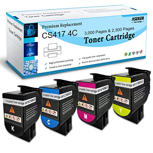 ASEKER Kompatibler Tonerkartusche für Lexmark CS317dn CX317dn CS417dn CX417de CS517de CX517de Druckern, Hohe Ausbeute 3000 & 2300 Seiten, 71B20K0 71B20C0 71B20M0 71B20Y0 (BK/C/M/Y) von ASEKER