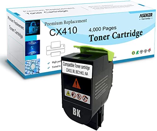 ASEKER Kompatibler Tonerkartusche für Lexmark CX410de CX410dte CX410e CX510de CX510dthe CX510dhe Drucker, Hohe Ausbeute 4000 Seiten, 80C2HK0 (Schwarz von ASEKER