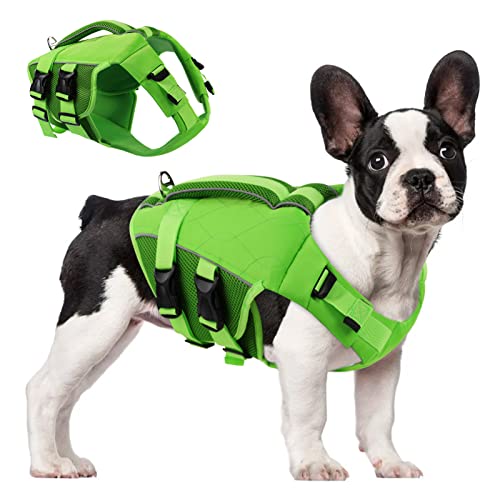 ASENKU Schwimmweste Hund für Kleine Hunde S,Verstellbar & Ripstop Hundeschwimmweste,Rettungsweste für Hunde mit Griff und Reflektierend zum Chihuahua, Dackel, Französische Bulldogge,Labrador von ASENKU