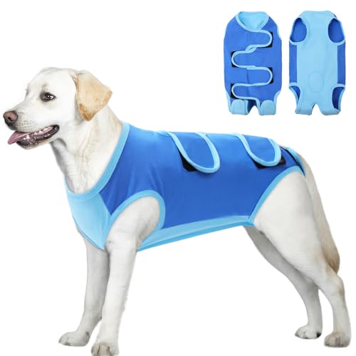 ASENKU Hundebody Nach Op, Hundebody Nach Kastration Hündin Rüde, Hundepyjama für Kleine, Mittlere und Große Hunde,Erholungsanzug nach Operation, Anti-Lecken, Wundschutz, Kegel-Alternative, Blau, XL von ASENKU