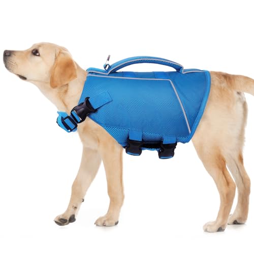 ASENKU Schwimmweste Hund XL Hundeschwimmweste Rettungswesten für Große Hunde mit Griff und Reflektierend,Leicht und Sicher,Hunde Schwimmweste für Wassersport, Schwimmen, Bootfahren und Kanufahre von ASENKU