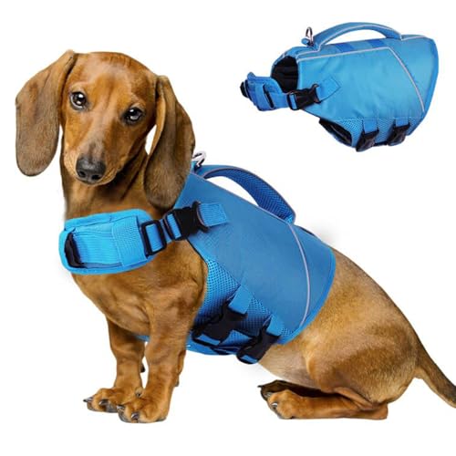 ASENKU Schwimmweste Hund M, Hundeschwimmweste Rettungswesten für Mittelgroße Hunde mit Griff und Reflektierend,Leicht und Sicher,Hunde Schwimmweste zum Schwimmen, Bootfahren und Kanufahren von ASENKU