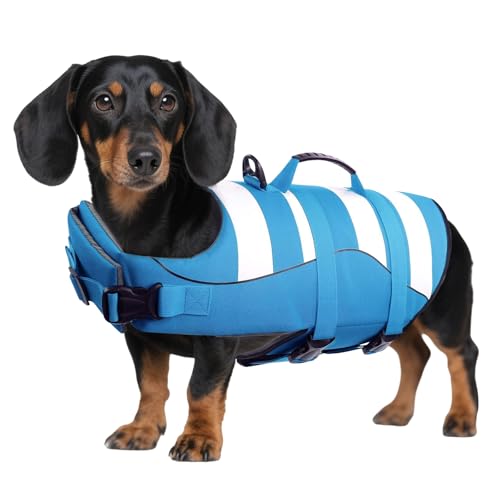 ASENKU Schwimmweste Hund Klein Hundeschwimmweste Sportstil mit Rettungsgrif Verstellbar Guter Auftrieb Rettungsweste Hund XS für Dackel Chihuahua Französische Bulldogge Labrador von ASENKU