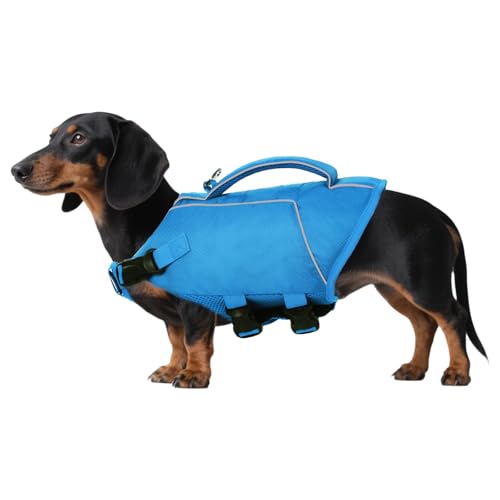 ASENKU Schwimmweste Hund S, Hundeschwimmweste Rettungswesten für Klein Hunde mit Griff und Reflektierend,Leicht und Sicher,Hunde Schwimmweste für Schwimmen, Bootfahren und Kanufahren von ASENKU