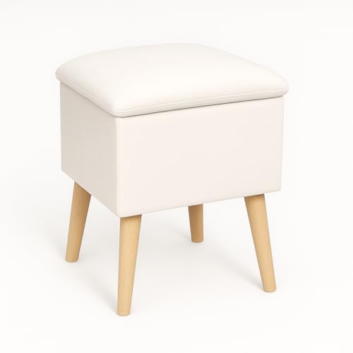 ASF Glamour Hocker Velluto02 beige, lackierte Beine – Velours, Stauraum, skandinavischer Stil 35x35x46 cm ASF Glamour Hocker Velluto02 beige, lackierte Beine – Velours, Stauraum, skandinavischer Stil 35x35x46 cm von ASF